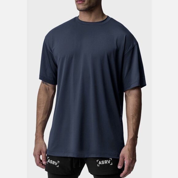 ASRV Navy Blue Short Sleeve Aerosilver "OTWR" Oversized Tee - Picture 1 of 4